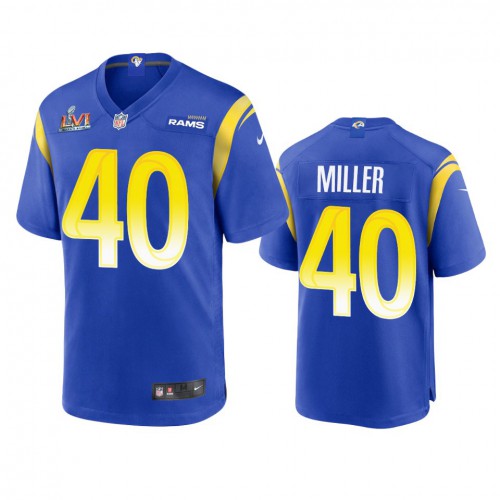 Los Angeles Los Angeles Rams #40 Von Miller Men's Super Bowl LVI Patch Game Jersey - Royal Men's