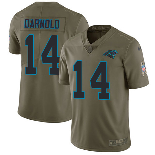 Panthers #14 Sam Darnold Olive Youth Stitched Limited 2017 Salute To Service Jersey
