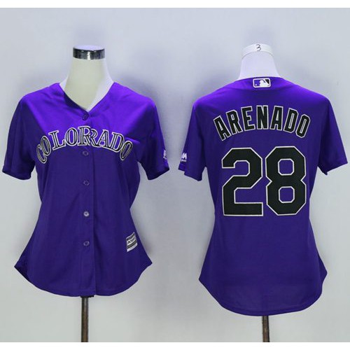 Colorado Rockies #28 Nolan Arenado Purple Alternate Women's Stitched Jersey Womens