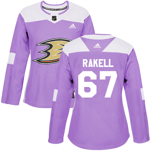 Adidas Anaheim Ducks #67 Rickard Rakell Purple Authentic Fights Cancer Women's Stitched Jersey Womens