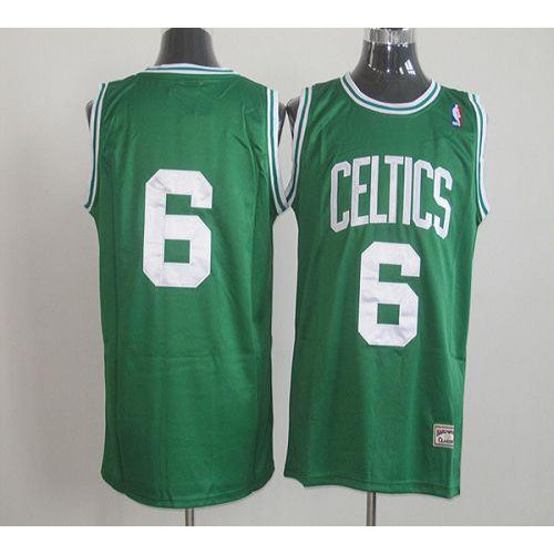 Mitchell and Ness Boston Celtics #6 Bill Russell Stitched Green Throwback Jersey Mens