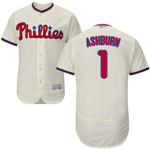 Philadelphia Phillies #1 Richie Ashburn Cream Flexbase Authentic Collection Stitched Jersey Men's