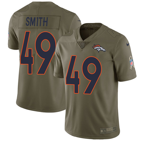 Denver Broncos #49 Dennis Smith Olive Men's Stitched Limited 2017 Salute to Service Jersey Men's
