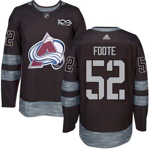 Adidas Colorado Avalanche #52 Adam Foote Black 1917-2017 100th Anniversary Stitched Jersey Men's