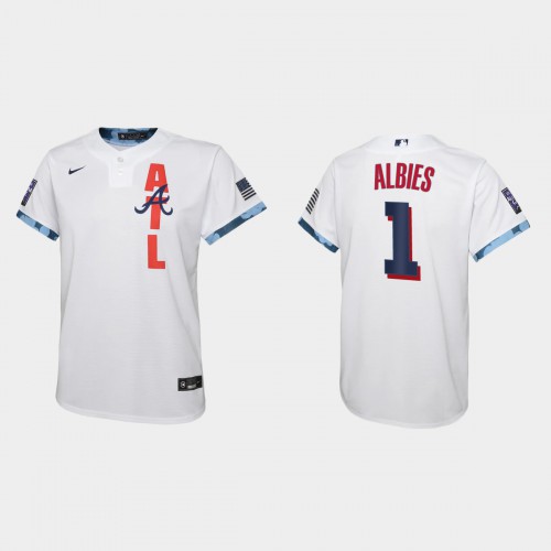 Atlanta Atlanta Braves #1 Ozzie Albies Youth 2021 All Star Game White Jersey Youth