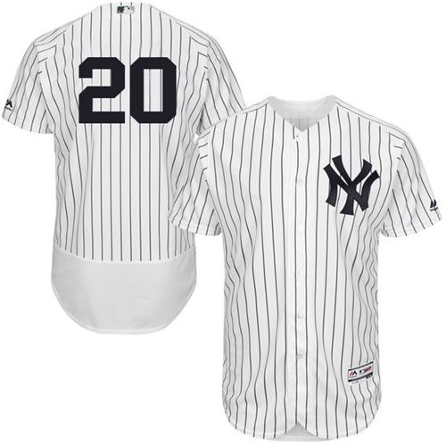 New York Yankees #20 Jorge Posada White Strip Flexbase Authentic Collection Stitched Jersey Men's