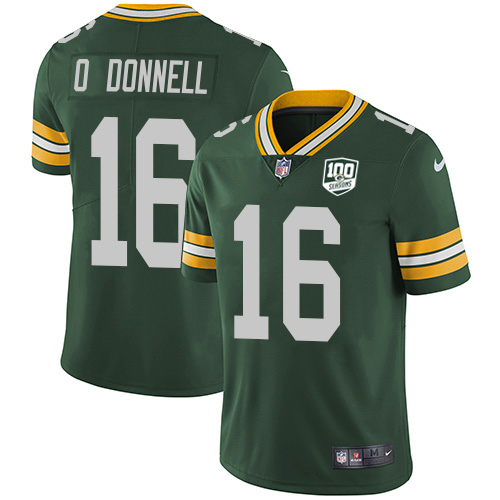 Packers #16 Pat O'Donnell Green Team Color Youth 100th Season Stitched Vapor Untouchable Limited Jersey
