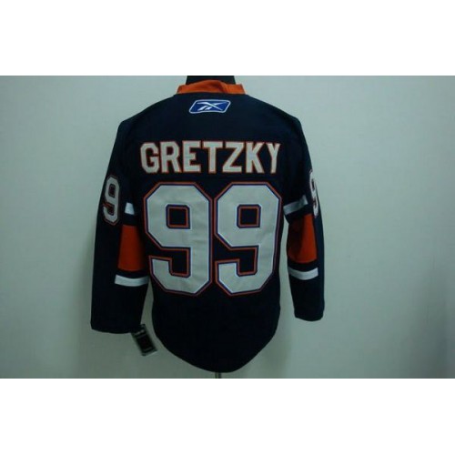 Mitchell & Ness Edmonton Oilers #99 Wayne Gretzky Dark Blue Stitched Throwback Jersey Men's