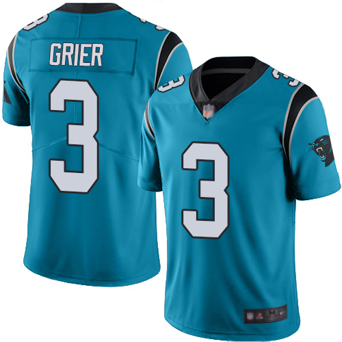 Carolina Panthers #3 Will Grier Blue Men's Stitched Limited Rush Jersey Men's