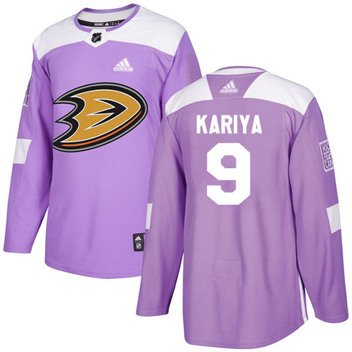 Adidas Anaheim Ducks #9 Paul Kariya Purple Authentic Fights Cancer Stitched Jersey Men's