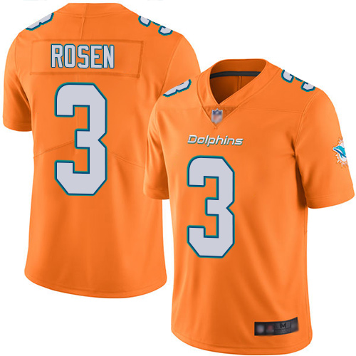 Miami Dolphins #3 Josh Rosen Orange Men's Stitched Limited Rush Jersey Men's