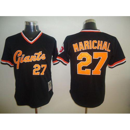 Mitchell And Ness San Francisco Giants #27 Juan Marichal Black Throwback Stitched Jersey Men's