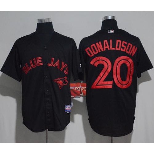 Toronto Blue Jays #20 Josh Donaldson Black Strip Stitched Jersey Men's