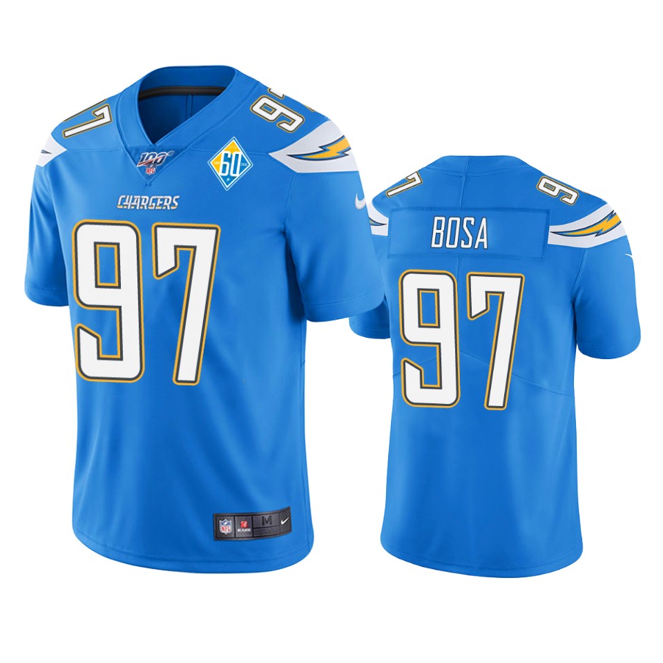 Los Angeles Chargers #97 Joey Bosa Light Blue 60th Anniversary Vapor Limited Jersey