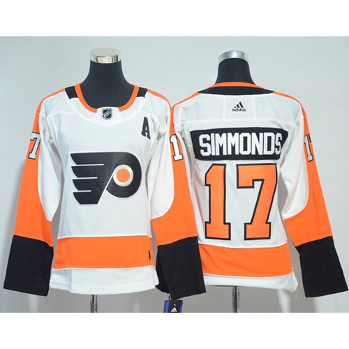 Adidas Philadelphia Flyers #17 Wayne Simmonds White Road Authentic Women's Stitched Jersey Womens