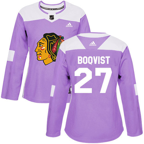 Adidas Chicago Blackhawks #27 Adam Boqvist Purple Authentic Fights Cancer Women's Stitched Jersey Womens
