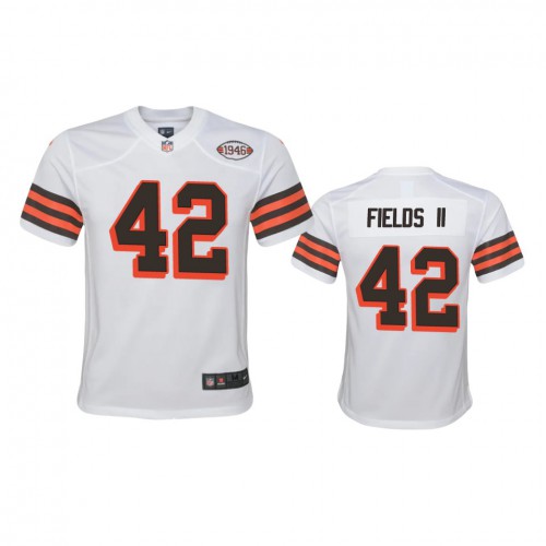 Youth Cleveland Browns #42 Tony Fields II 1946 Collection Alternate Game Limited Jersey - White Youth