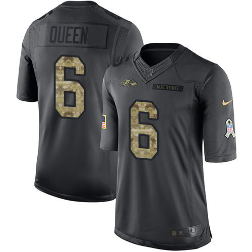 Ravens #6 Patrick Queen Black Men's Stitched Limited 2016 Salute To Service Jersey