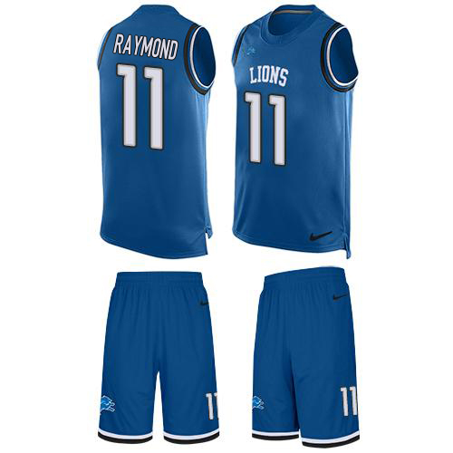 Lions #11 Kalif Raymond Blue Team Color Men's Stitched Limited Tank Top Suit Jersey
