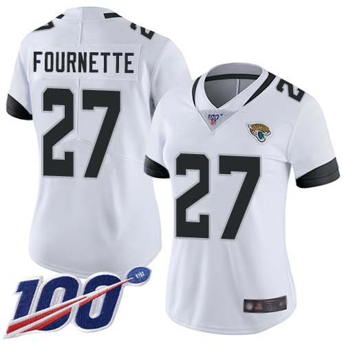Jaguars #27 Leonard Fournette White Women's Stitched 100th Season Vapor Limited Jersey