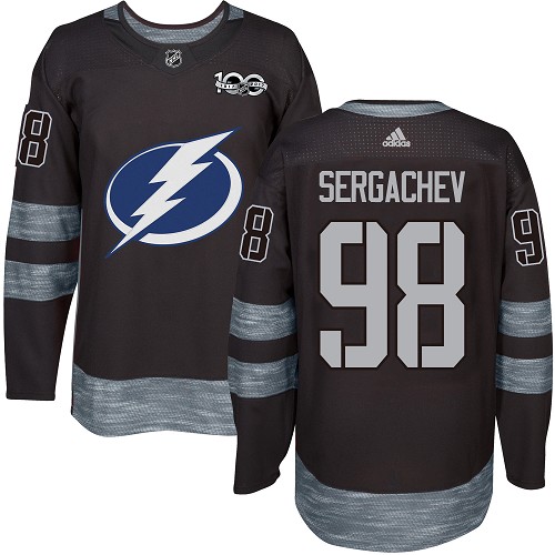 Adidas Tampa Bay Lightning #98 Mikhail Sergachev Black 1917-2017 100th Anniversary Stitched Jersey Men's
