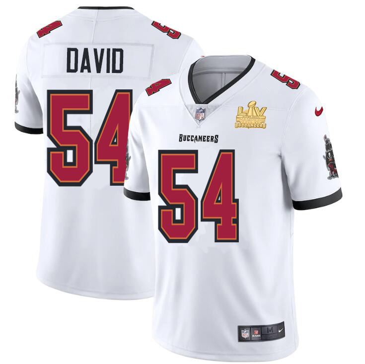 Tampa Bay Buccaneers #54 Lavonte David Men's Super Bowl LV Champions Patch White Vapor Limited Jersey
