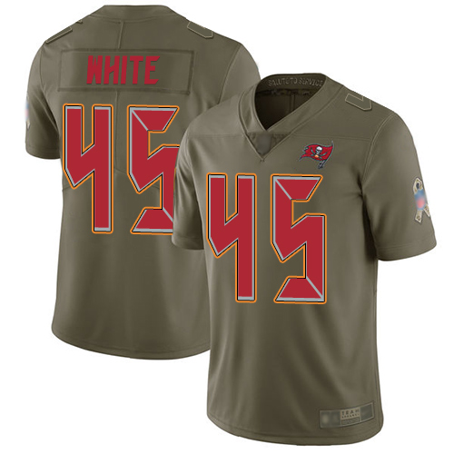 Buccaneers #45 Devin White Olive Youth Stitched Limited 2017 Salute To Service Jersey
