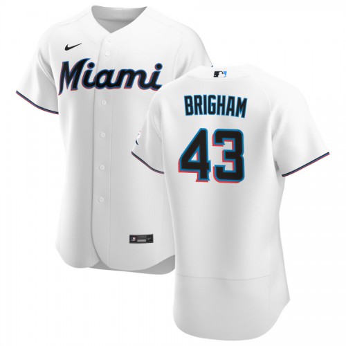 Miami Miami Marlins #43 Jeff Brigham Men's White Home 2020 Authentic Player Jersey Men's