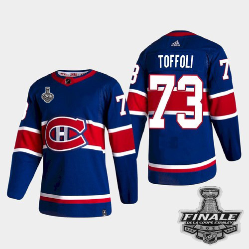 Adidas Montreal Canadiens #73 Tyler Toffoli Blue Road Authentic 2021 Stanley Cup Final Patch Jersey Men's