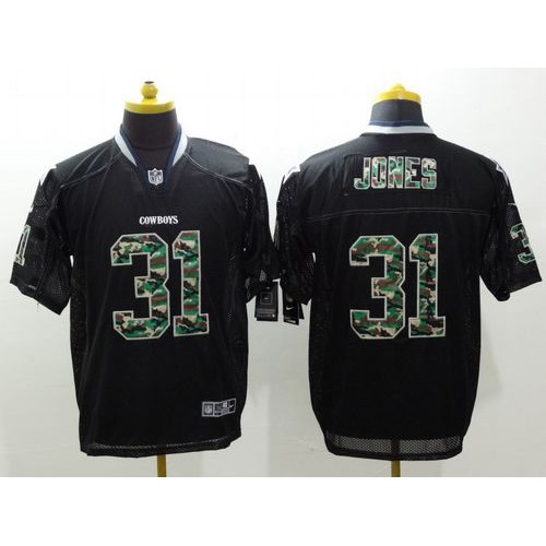 Dallas Cowboys #31 Byron Jones Black Men's Stitched Elite Camo Fashion Jersey Men's