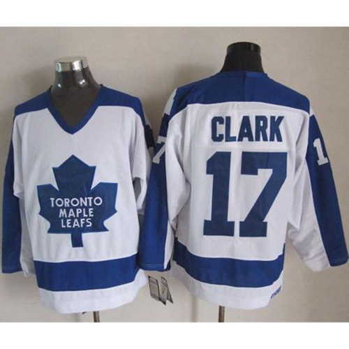 Maple Toronto Maple Leafs #17 Wendel Clark White/Blue CCM Throwback Stitched Jersey Men's