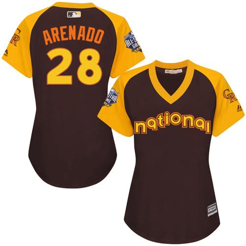 Colorado Rockies #28 Nolan Arenado Brown 2016 All-Star National League Women's Stitched Jersey Womens