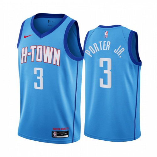 Houston Rockets #3 Kevin Porter Jr. Blue Youth Swingman 2020-21 City Edition Jersey Youth