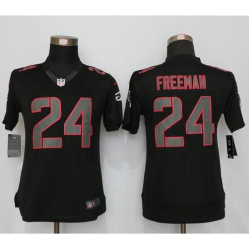 Atlanta Falcons #24 Devonta Freeman Black Impact Women's Stitched Limited Jersey Womens
