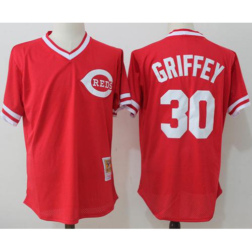 Mitchell And Ness Cincinnati Reds #30 Ken Griffey Red Throwback Stitched Jersey Men's