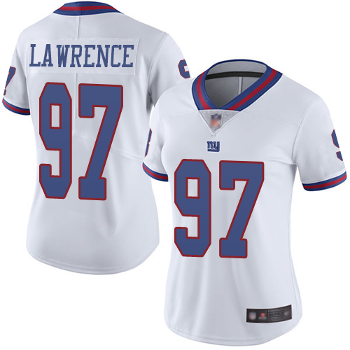 Giants #97 Dexter Lawrence White Women's Stitched Limited Rush Jersey