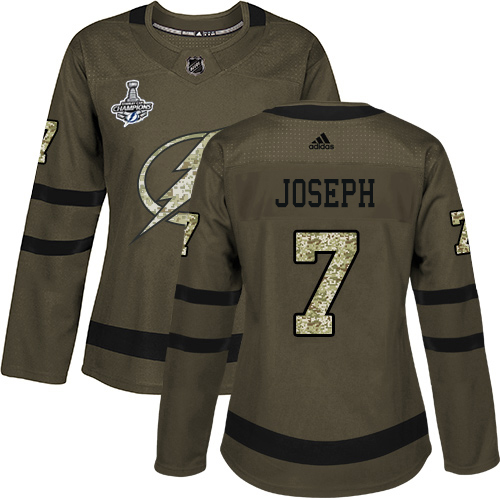 Adidas Tampa Bay Lightning #7 Mathieu Joseph Green Salute to Service Women's 2020 Stanley Cup Champions Stitched Jersey Womens