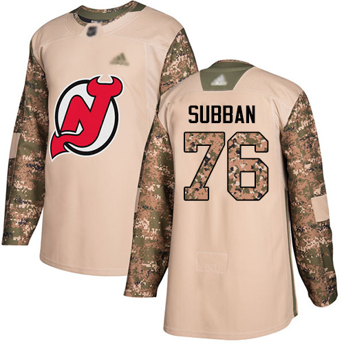 Adidas New Jersey Devils #76 P.K. Subban Camo Authentic 2017 Veterans Day Stitched Youth Jersey Youth