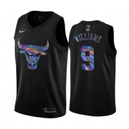 Chicago Bulls #9 Patrick Williams Mens Iridescent Holographic Collection Jersey - Black Mens