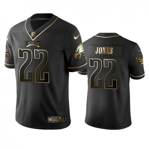 Philadelphia Eagles #22 Sidney Jones Black Golden Limited Edition Stitched Jersey Men's