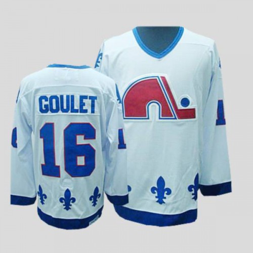Quebec Nordiques #16 Michel Goulet Stitched CCM Throwback White Jersey Men's