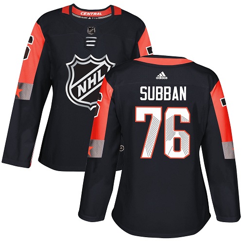 Adidas Nashville Predators #76 P.K Subban Black 2018 All-Star Central Division Authentic Women's Stitched Jersey Womens