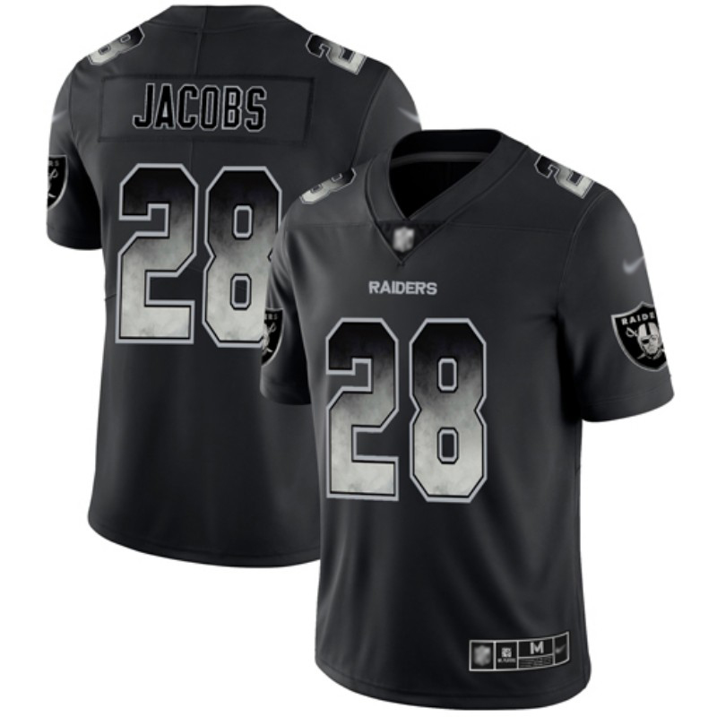 Raiders #28 Josh Jacobs Black Men's Stitched Vapor Untouchable Limited Smoke Fashion Jersey