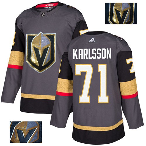 Adidas Golden Vegas Golden Knights #71 William Karlsson Grey Home Authentic Fashion Gold Stitched Jersey Men's