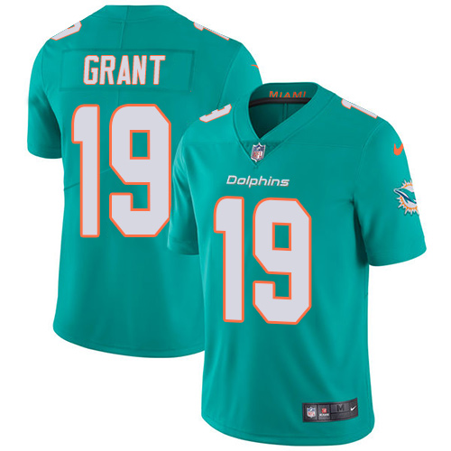 Miami Dolphins #19 Jakeem Grant Aqua Green Team Color Men's Stitched Vapor Untouchable Limited Jersey Men's