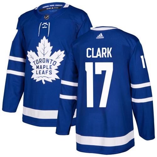 Adidas Maple Toronto Maple Leafs #17 Wendel Clark Blue Home Authentic Stitched Jersey Men's
