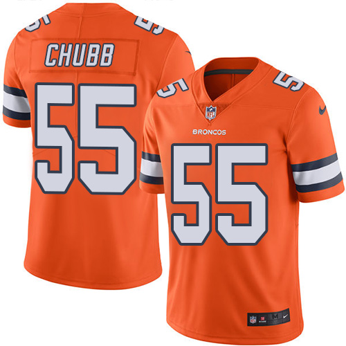 Denver Broncos #55 Bradley Chubb Orange Men's Stitched Limited Rush Jersey Men's