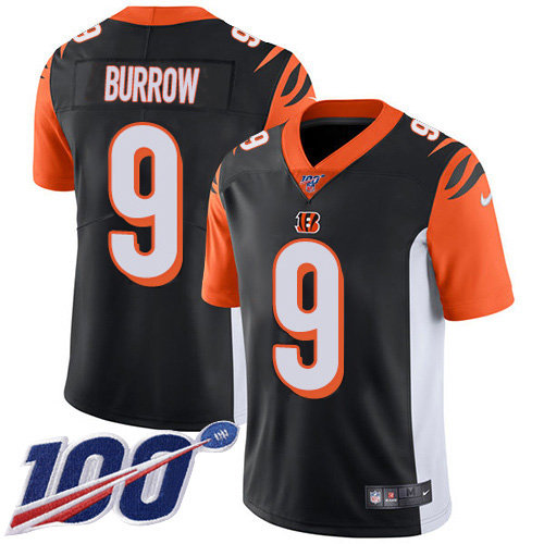 Bengals #9 Joe Burrow Black Team Color Men's Stitched 100th Season Vapor Untouchable Limited Jersey