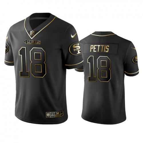 San Francisco 49ers #18 Dante Pettis Black Golden Limited Edition Stitched Jersey Men's