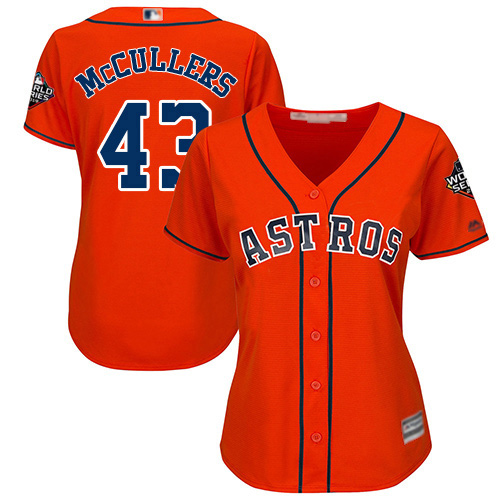 Houston Astros #43 Lance McCullers Orange Alternate 2019 World Series Bound Women's Stitched Jersey Womens